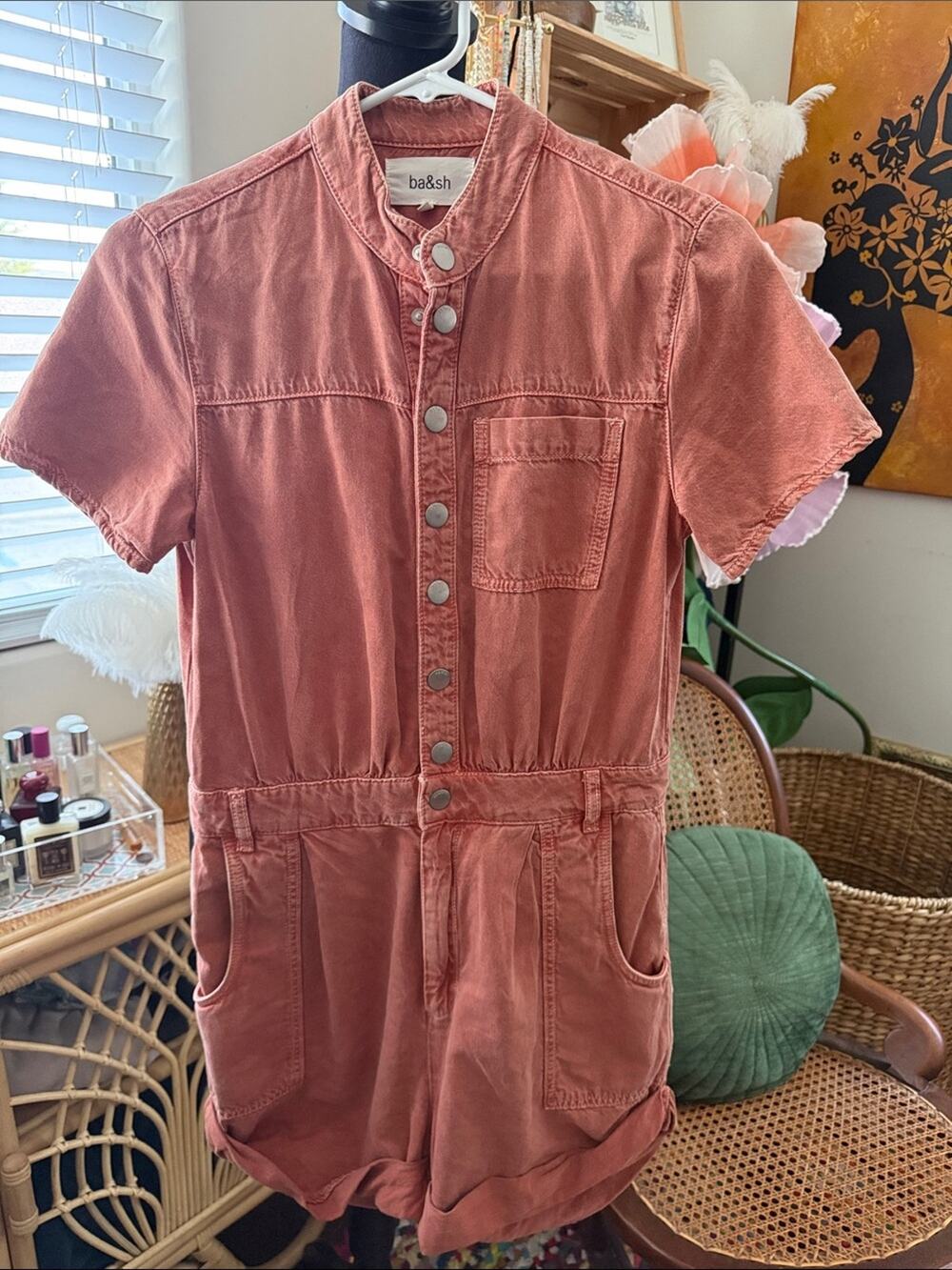 ba&sh Daquila Tulum Terra Cotta Linen Blend French Safari Chic Lady Jumpshort
